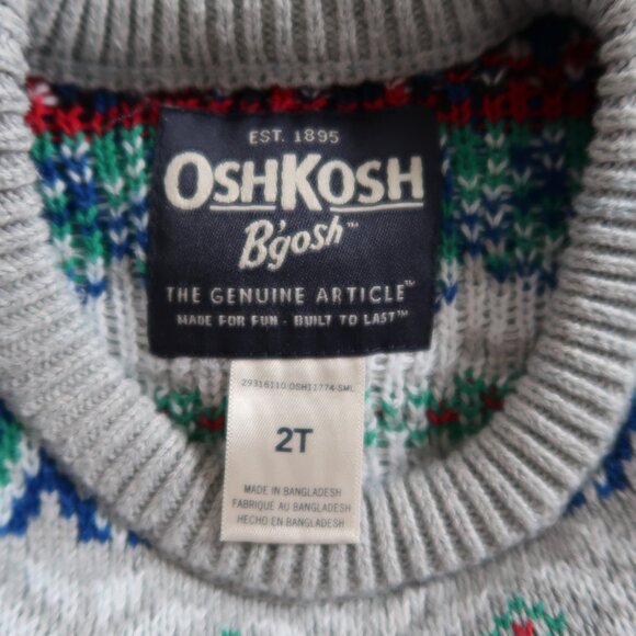 Oshgosh B'gosh Boys Fair Isle Dinosaur Christmas Sweater 2T - Picture 4 of 5